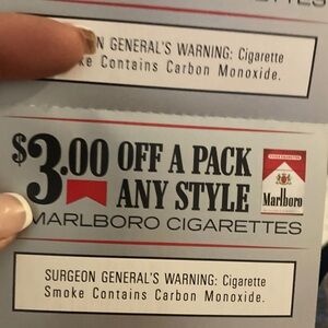 Marlboro Cigarettes $3.00 Off Coupons (6) total value $18 expire March 31, 2026!